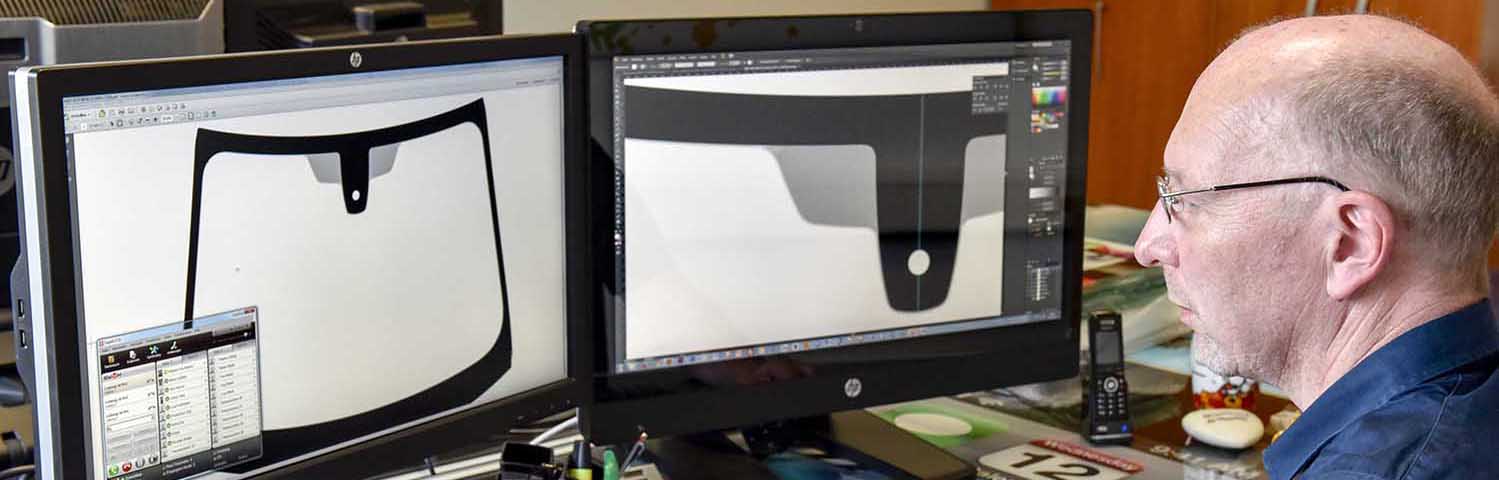 technische Raster für Fahrzeugverglasungen, digitale Druckvorlagen